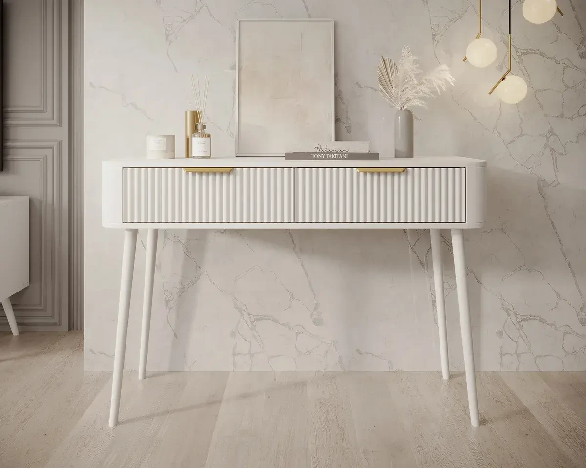 Coiffeuse blanche moderne avec tiroirs – Élégante coiffeuse pour chambre 1