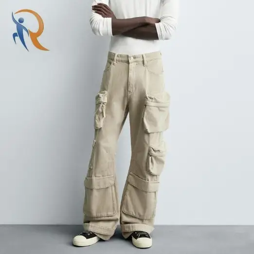Denim Cargo Pants With Pockets 1