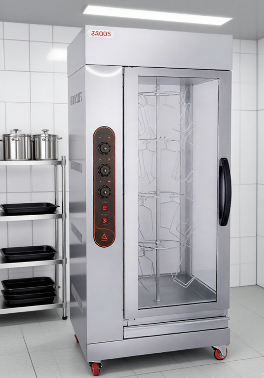 Four à rôtisserie haute capacité Kaesid : rôtissoire verticale à gaz et électrique avec armoire en acier inoxydable pour cuisines commerciales 3