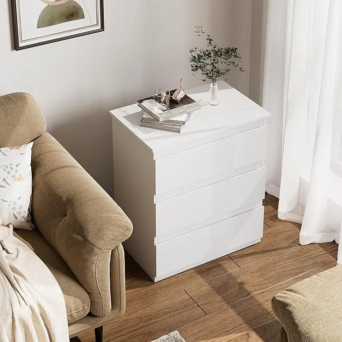 Modern Bedroom Living Room Small Wooden Storage Night Stand Short Clothes 3 Drawers Dresser Chest of Drawers 1