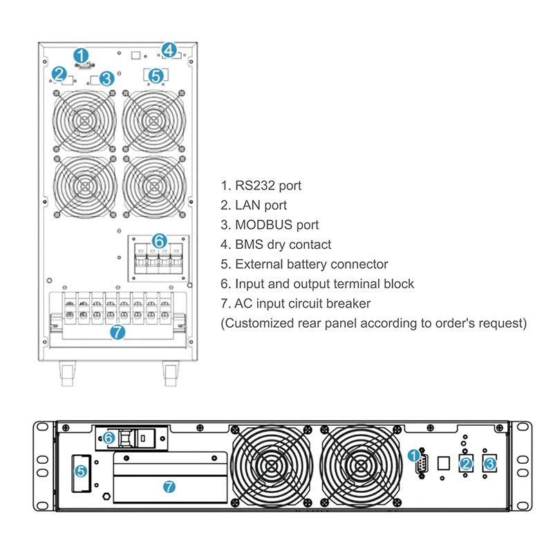 CTECHI 220V LiFePO₄ UPS (6–10 kVA) – Tower & Rack-Mount, Online Double-Conversion Power Backup 5