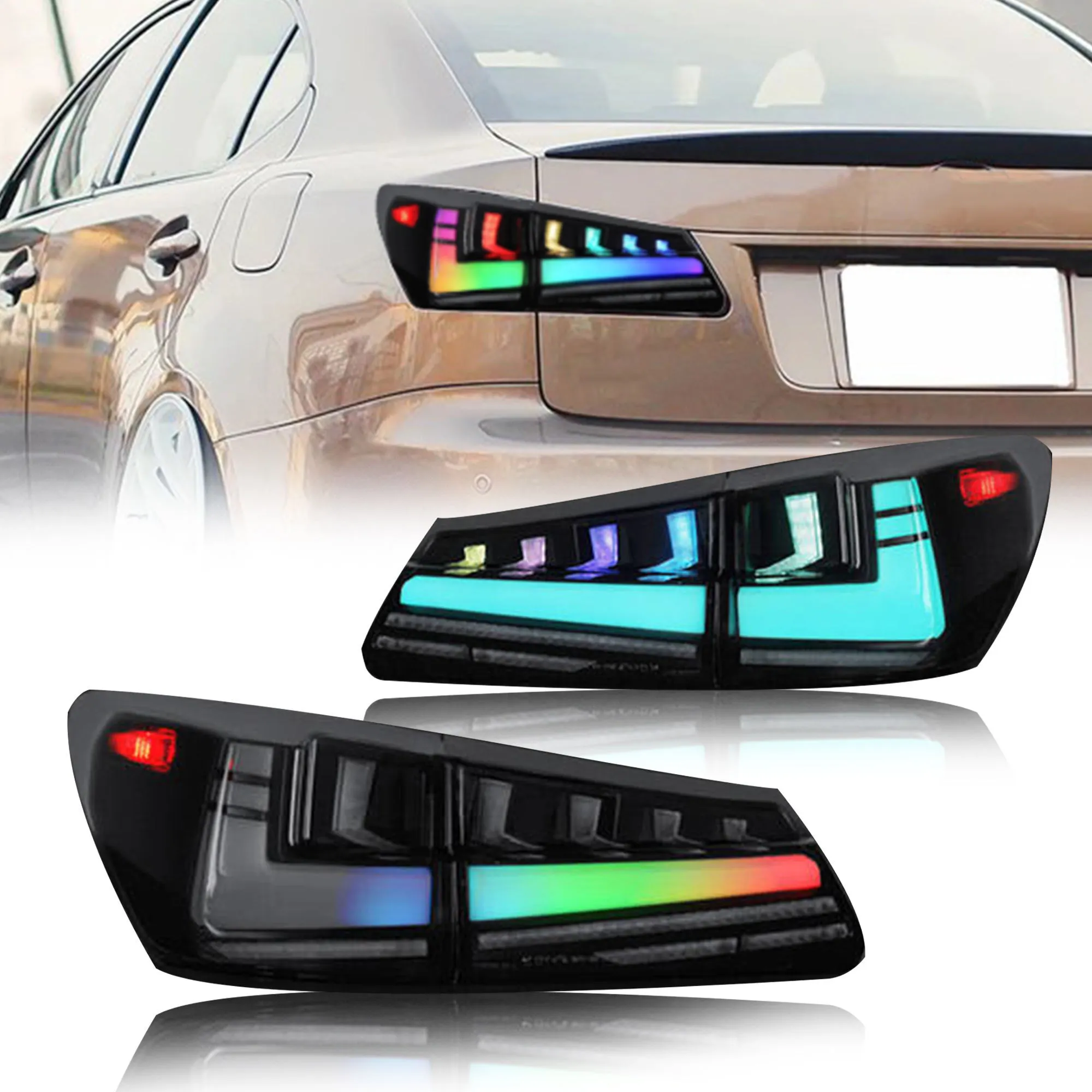 Car RGB Tail Light Assembly Taillight for Lexus IS250 IS300 IS350 2006-2012 Rear Lamp Taillamp Auto Accessories 1