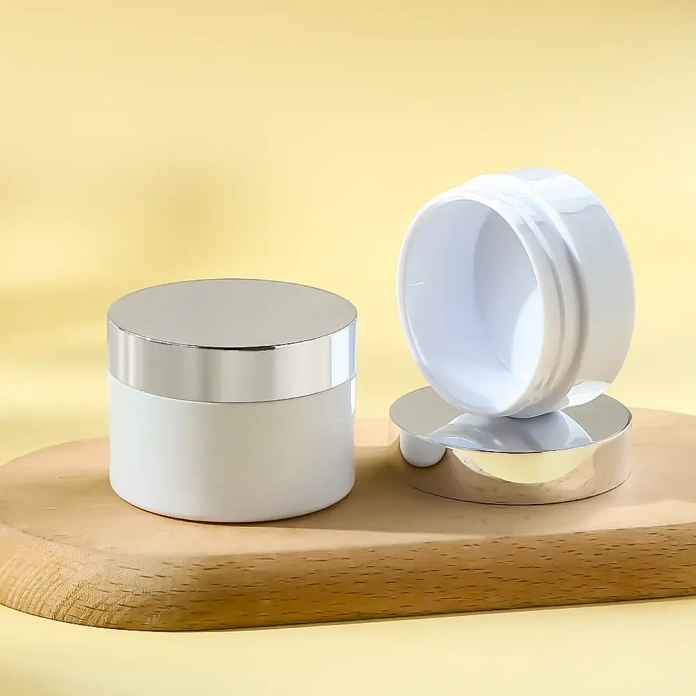 Transparent plastic cream jar with flip lid and inner core, customizable capacity 1