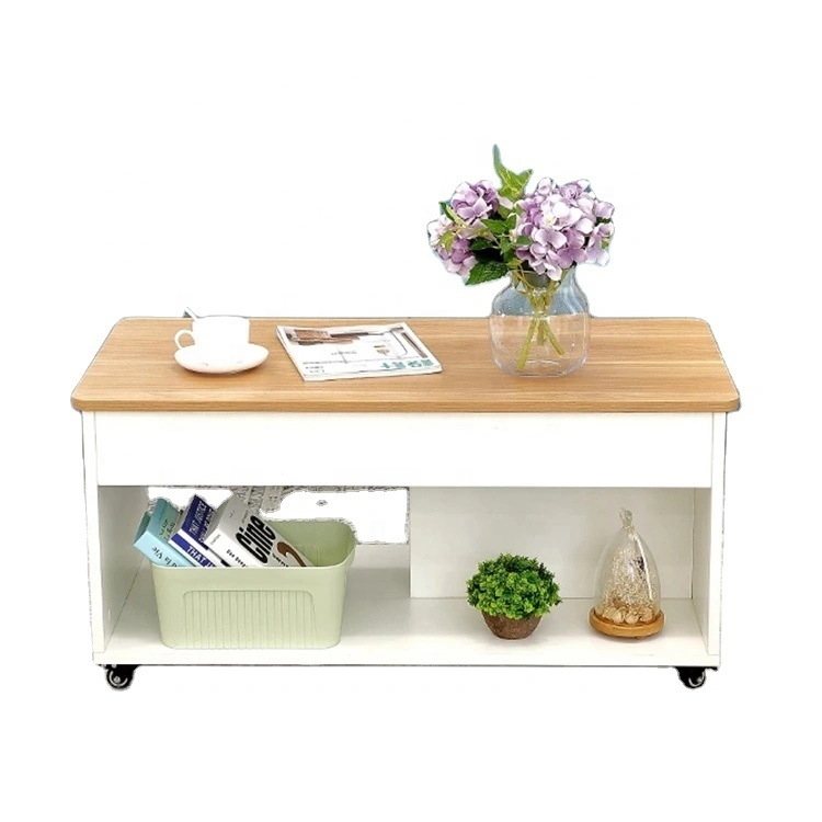 Height-Adjustable Coffee Table on Wheels with Large Storage Capacity,  Modern Design with Easy Mobility 1