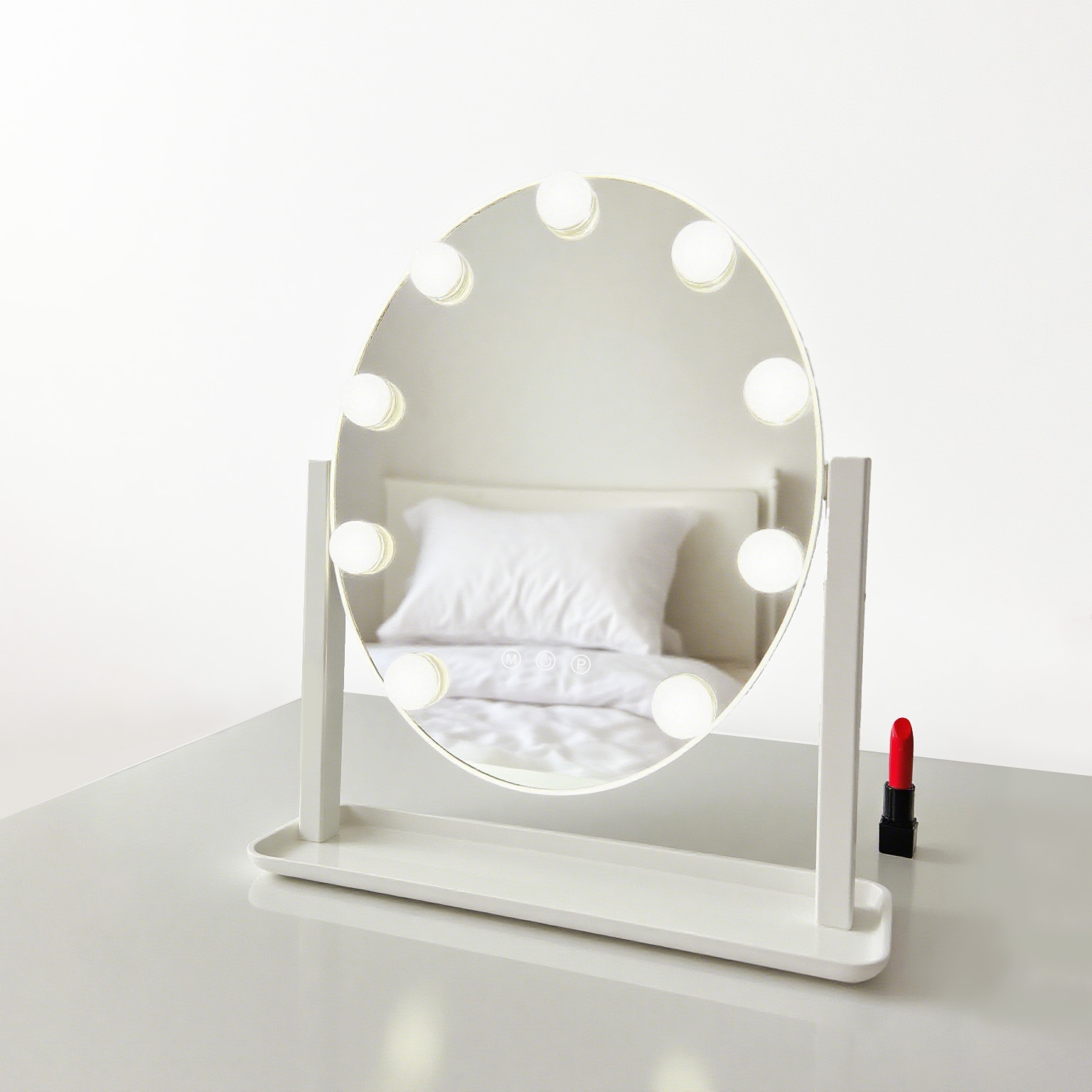 Fabricante de espelho de beleza com suporte para armazenamento de faixa de luz, atacado e personalização BWLLNI 8
