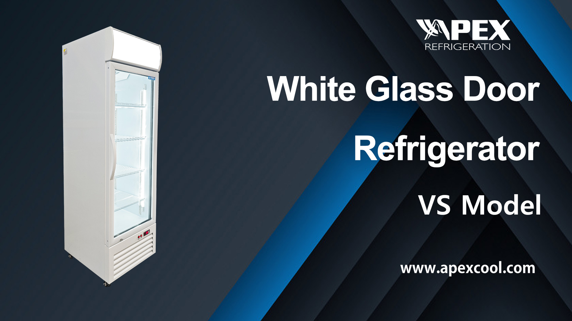 Apex VS-360 White Swing Glass Door Merchandiser Refrigerator with LED Lighting