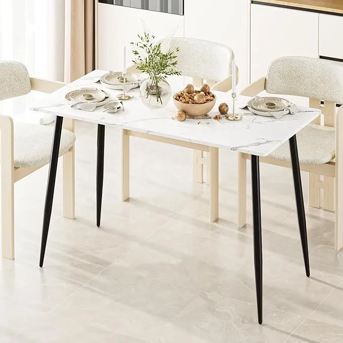 Cheap Restaurant Furniture Marble Stone Metal Luxury Modern Kitchen Hotel Use Elegant Decorative Dining Table Set 1