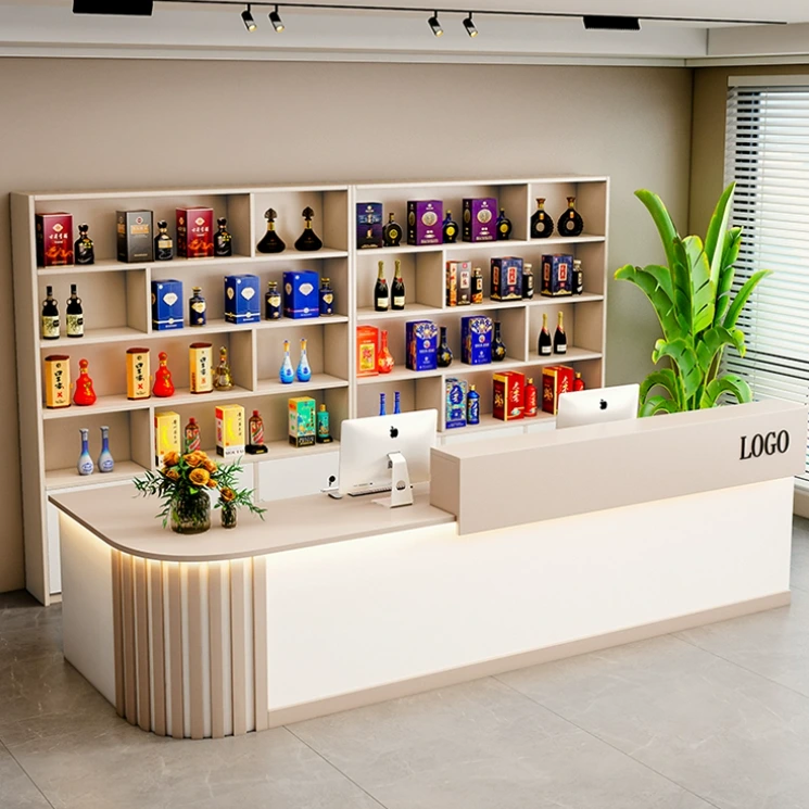 Custom Hotel Reception Desk Cabinet with Ample Storage & Stylish Design - Premium Hotel Furniture 1