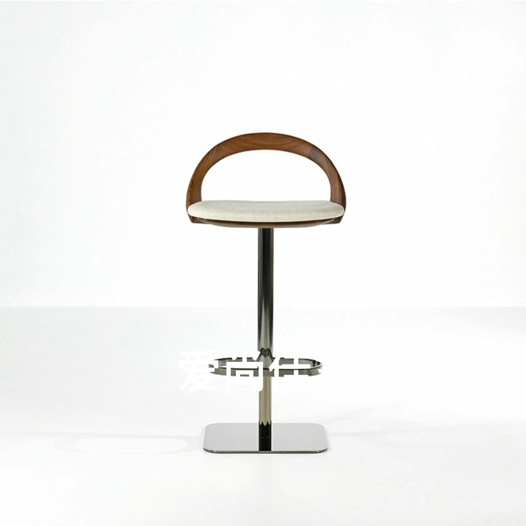 Italian solid wood minimalist dining chair, bar chair, high foot chair 1