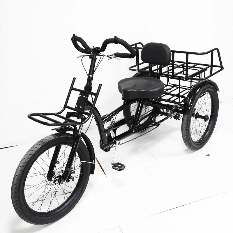 Wholesale 24-Inch Three-Wheeled Electric Tricycle Rickshaw Single Speed Pedal Bicycle with Steel Frame 1