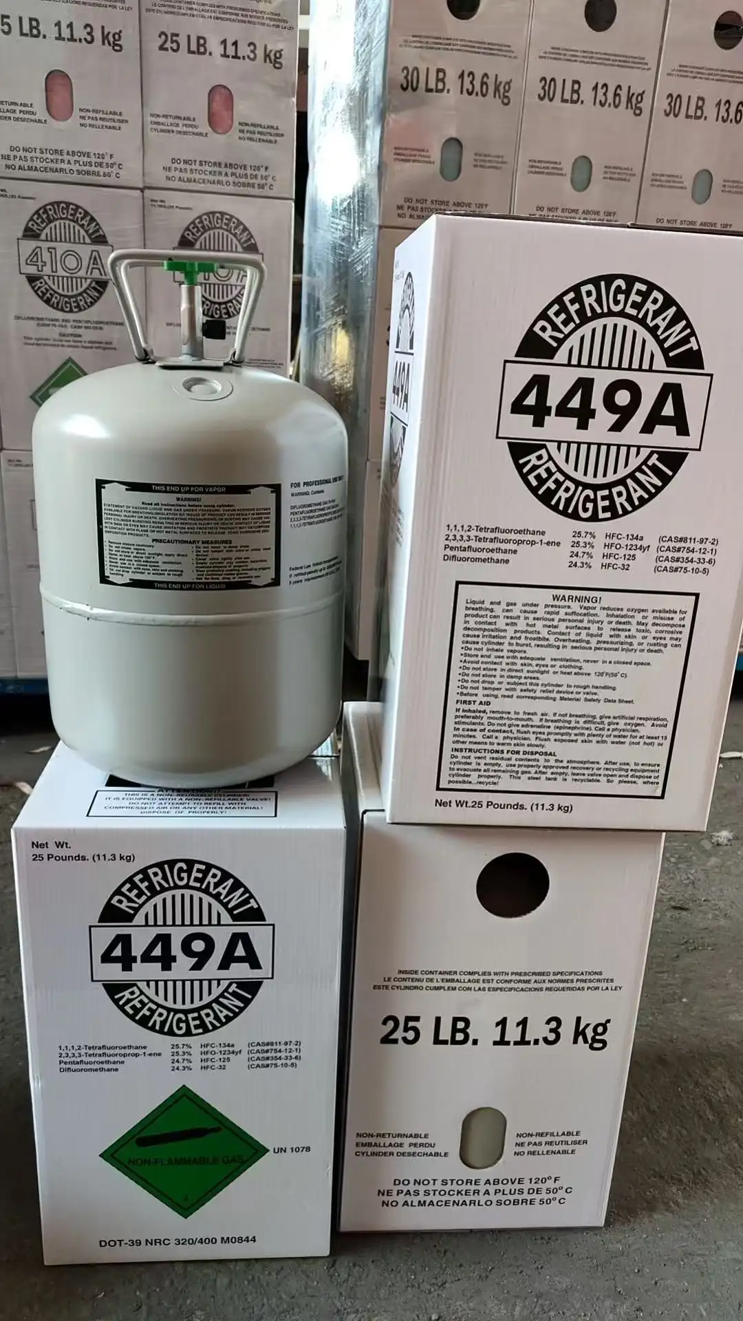 CE REACH ISO DOT certificate A2L refrigerant gas R454B R448A R449A R452A R446A R513A R1234YF R1234ZE 1