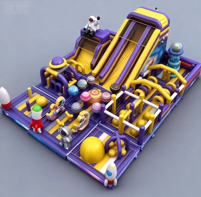 Parque de juegos inflable con temática de extraterrestres y cohetes espaciales 1