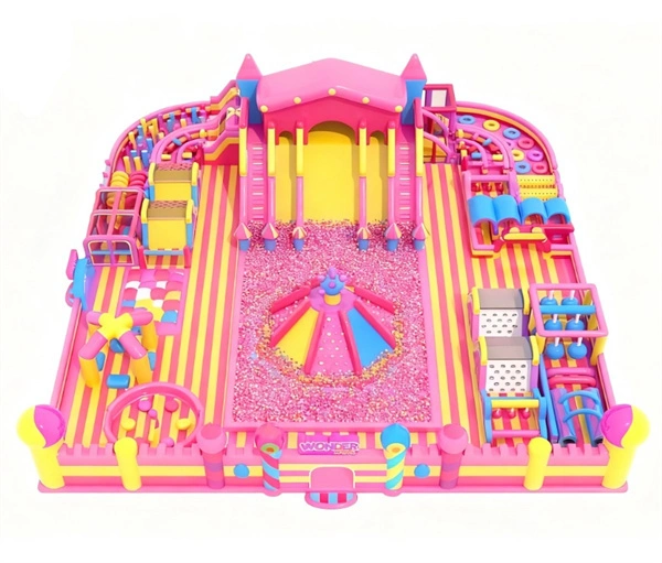 Giant Pink Theme Inflatable Amusement Park 1