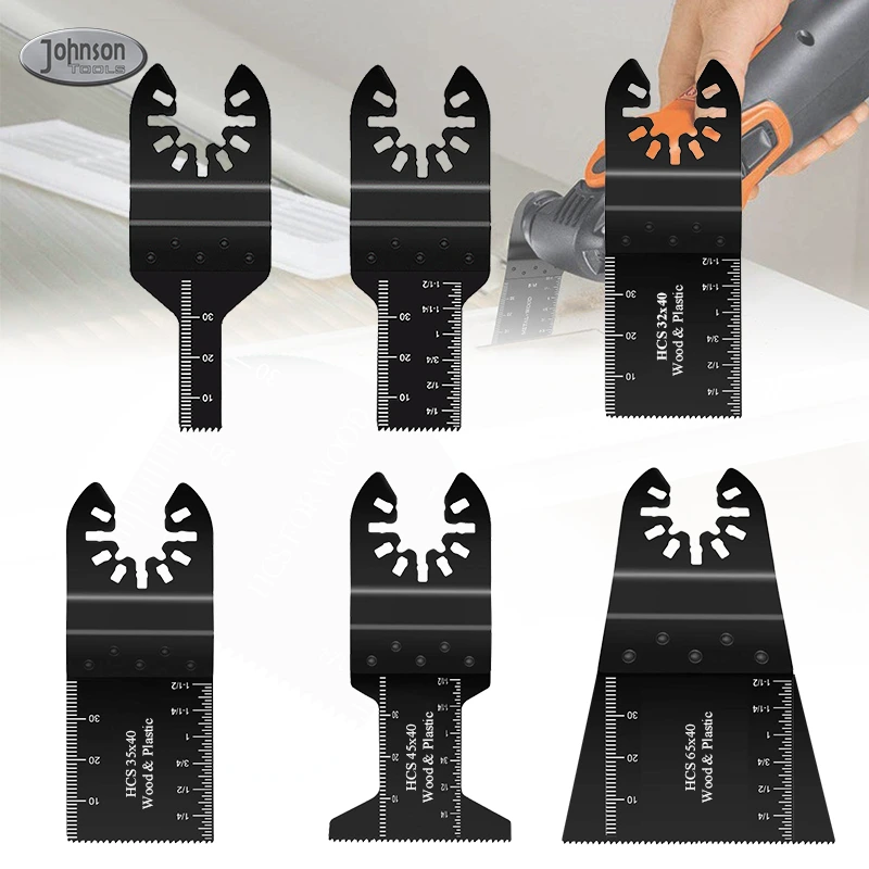 Johnson Tools 6pc HCS Oscillating Multi Tools Saw Blade Set for Wood Plastic Metal with Plastic Box 1