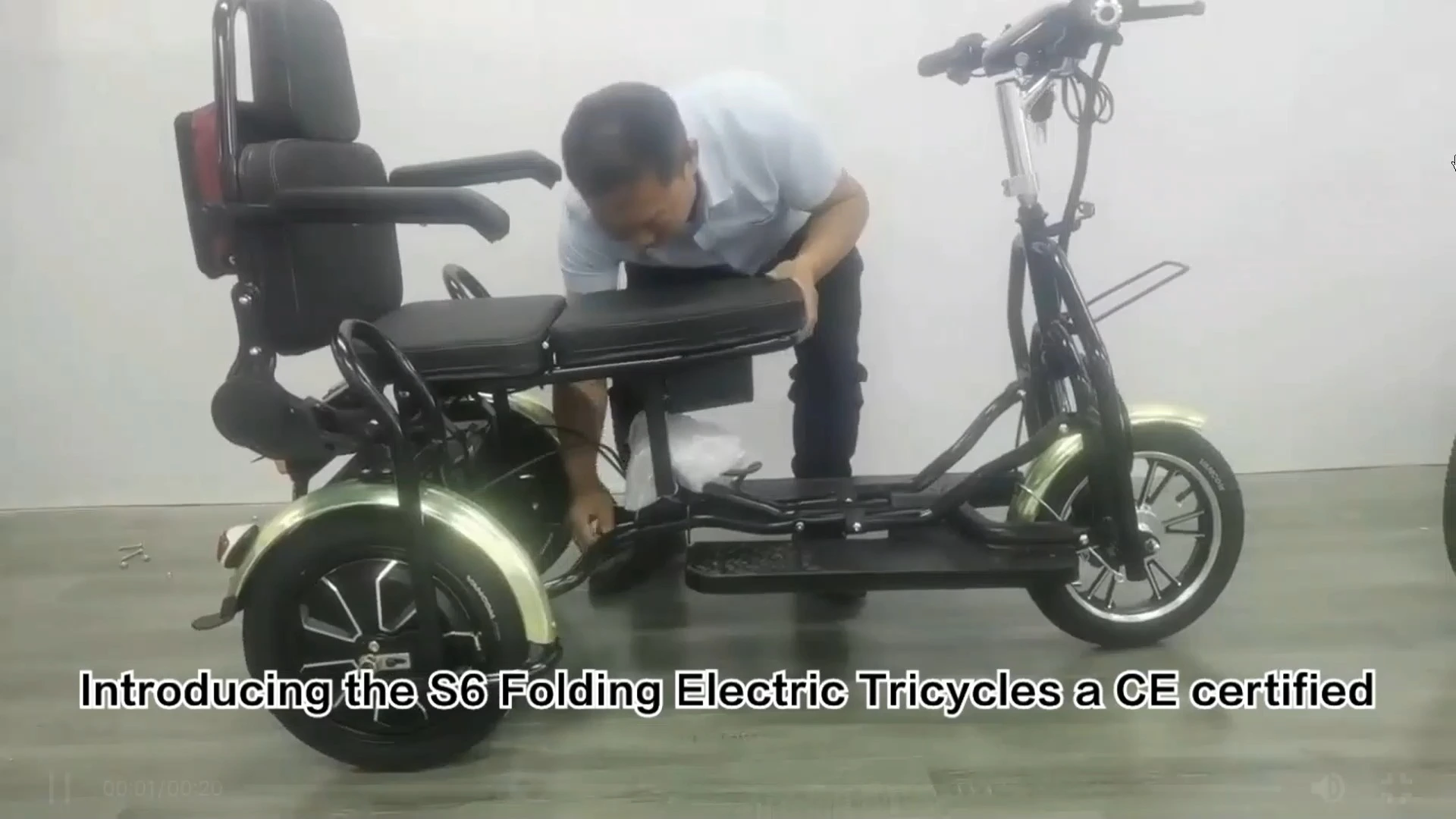 Electric Tricycle Scooter Foreign Trade Double Elderly Leisure Folding Adult Motorcycle Three-Wheel Smart Electronic Car 1