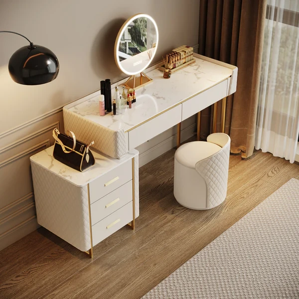 Light Luxury Retractable Dressing Table Small Unit Nordic Storage Cabinet One Simple Modern Bedroom Makeup Table-1758162665532383 1