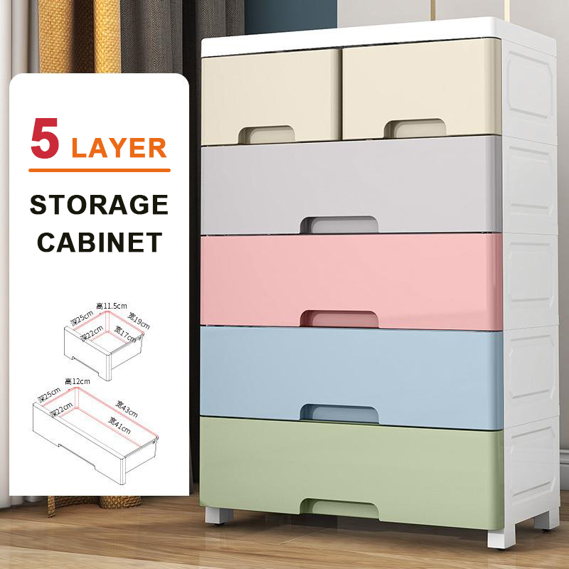 Hongxing Plastic Storage Cabinets with Drawers, Macaron Style Multi-layer Drawer Children's Cabinet 6