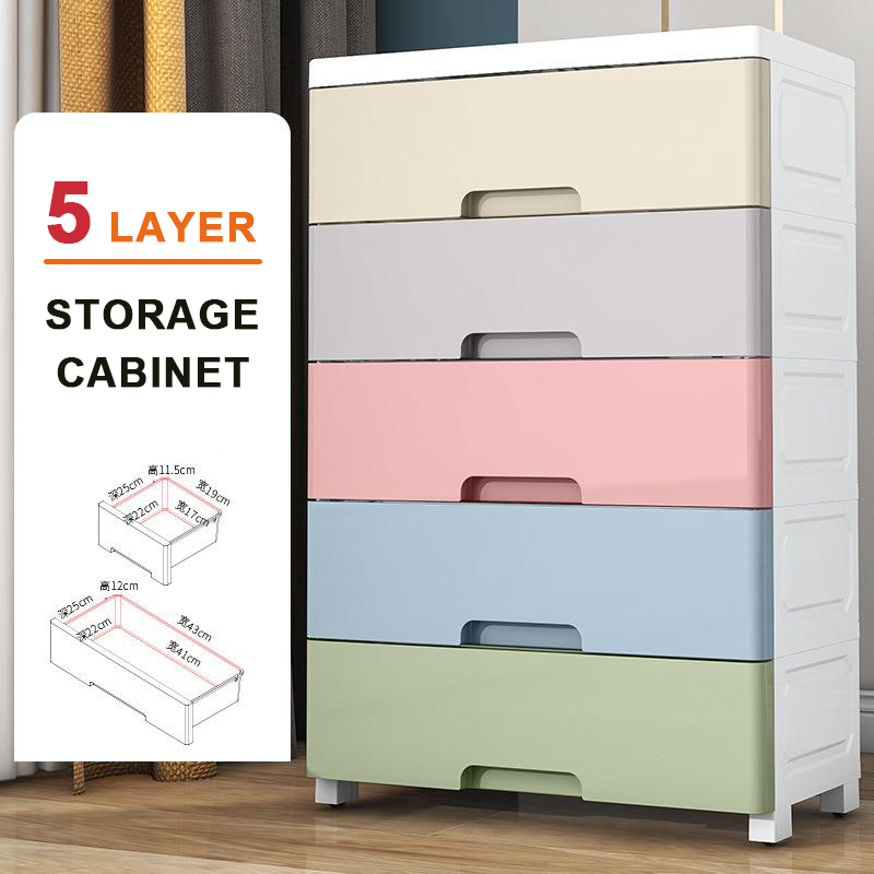 Hongxing Plastic Storage Cabinets with Drawers, Macaron Style Multi-layer Drawer Children's Cabinet 8