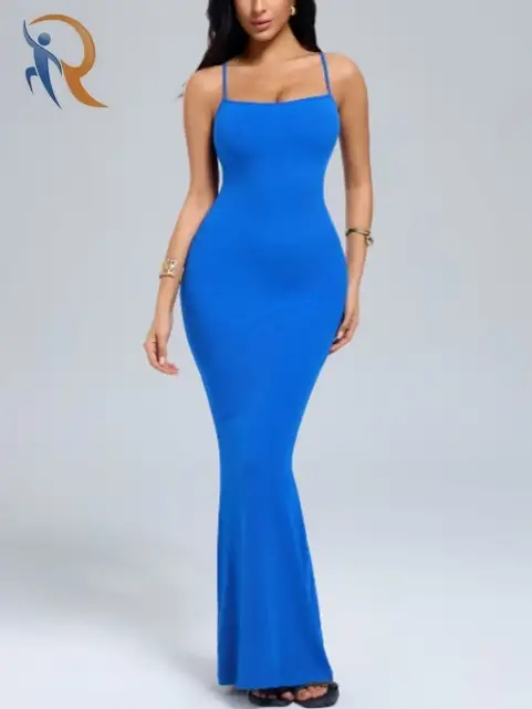 فستان شيپيلي ماكسي سليب مودال أزرق ناعم وفاخر 1