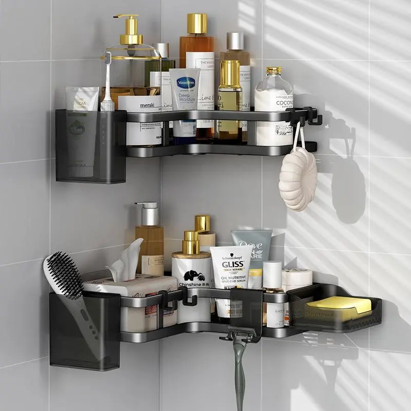 Hongxing Plastic Carbon Steel Racks, Multi Functional Kitchen Bathroom Triangular Shelf 1