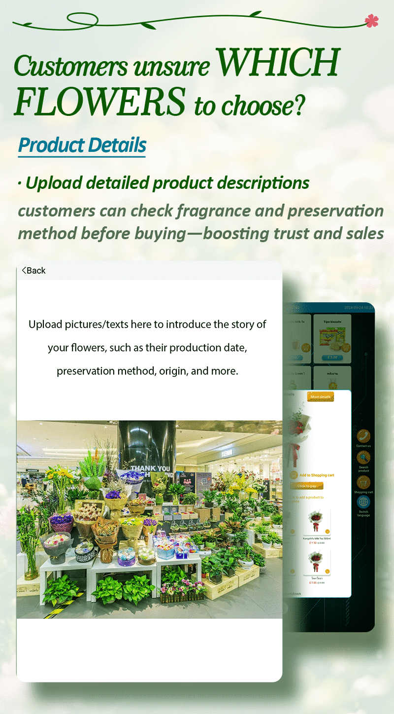 Refrigerated fresh flower vending machine features 22-inch touch screen, 40 lockers, smart cooling 3℃-20℃, B2B supplier, factory price.