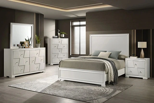 Hot-Selling Unique-Designed White Lacquered Bedroom Set by Chinese Factory, Customization Available 1