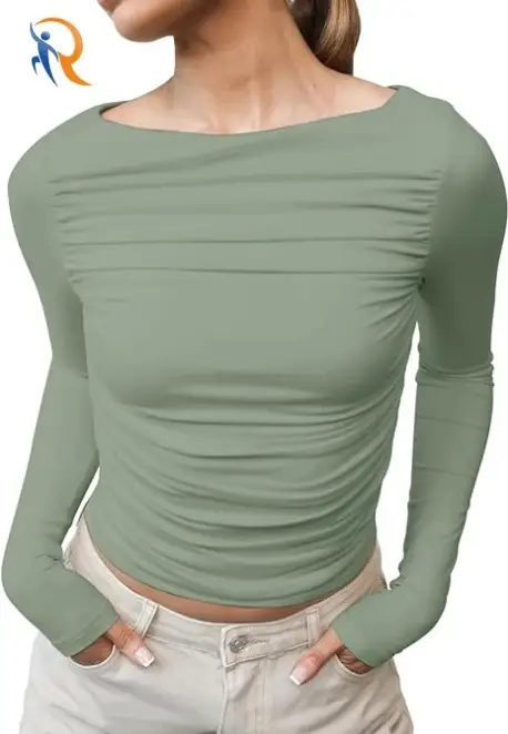 تي شيرتات أساسية ذات رقبة قارب وبطانة مزدوجة 1