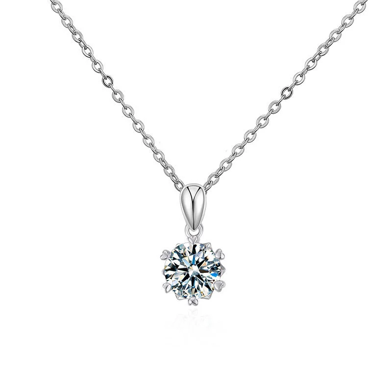 Lab-Grown Round-Cut White Excellent VS1 Clarity Diamond Necklace 1