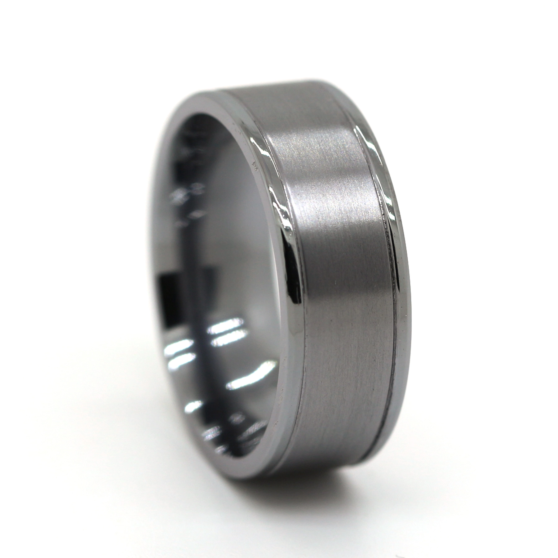 Wedding Rings in Tantalum Matt Center Polished Edges 1