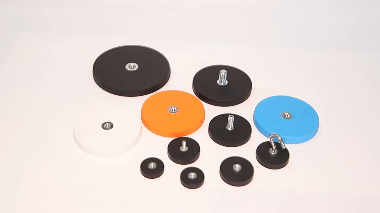 rubber coated magnet, magnetic base, waterproof magnet, magnet with thread insert, neodymium magnetic mount, anti-scratch magnet, industrial magnet base, rubberized magnetic holder, magnetic hook base, outdoor magnet mount, strong ndFeb magnet, customized