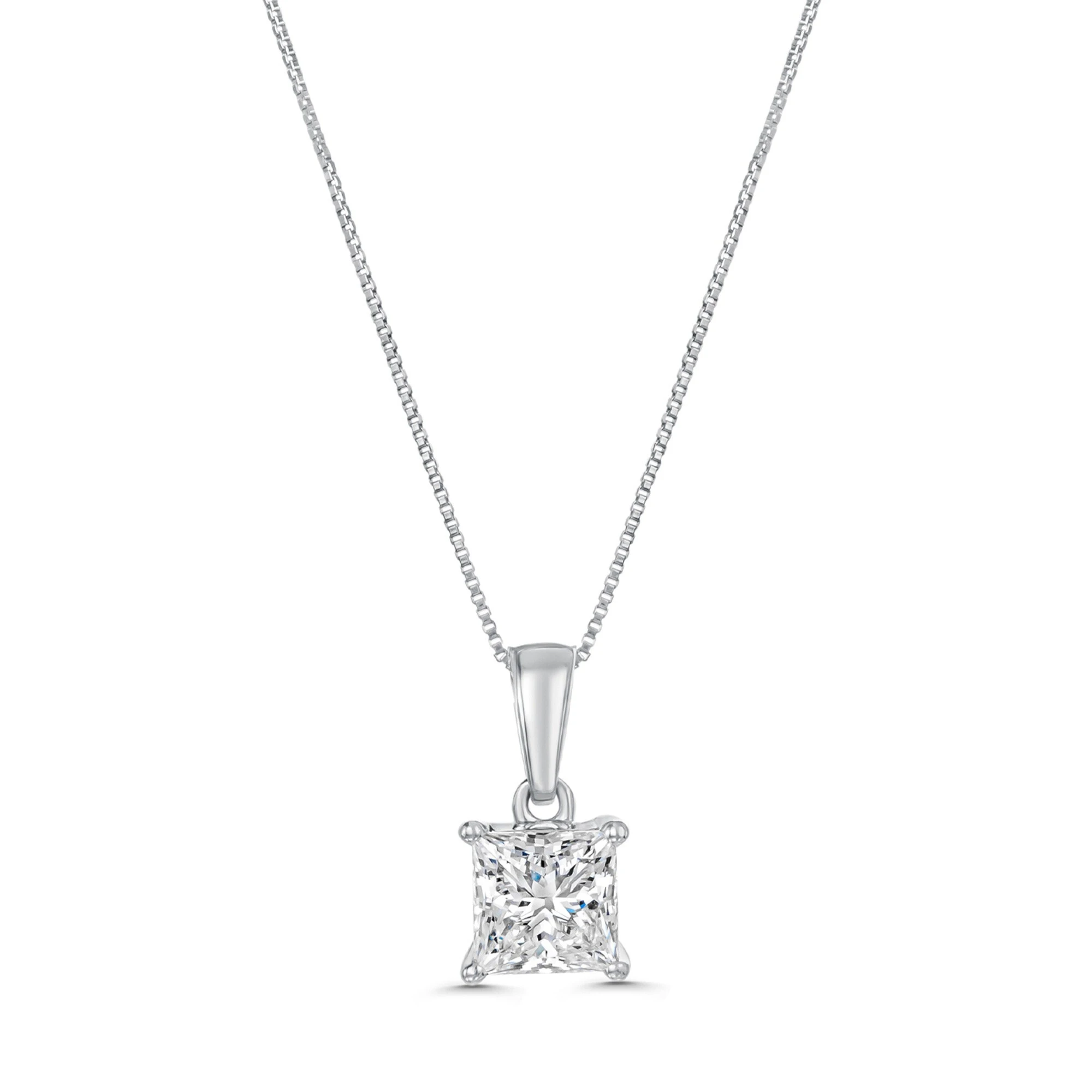 Lab Grown Princess Cut Excellent VVS2 Clarity Brilliant Diamond Pendant 1