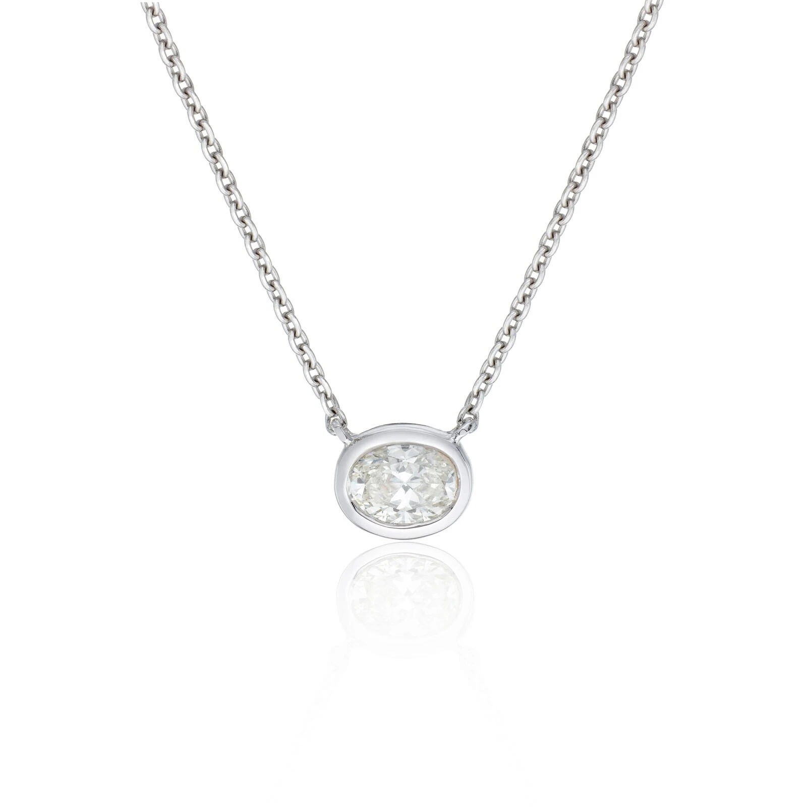 18k White Gold Oval-Cut Excellent Brilliant VVS2 Clarity Lab-Grown Diamond Pendant 1