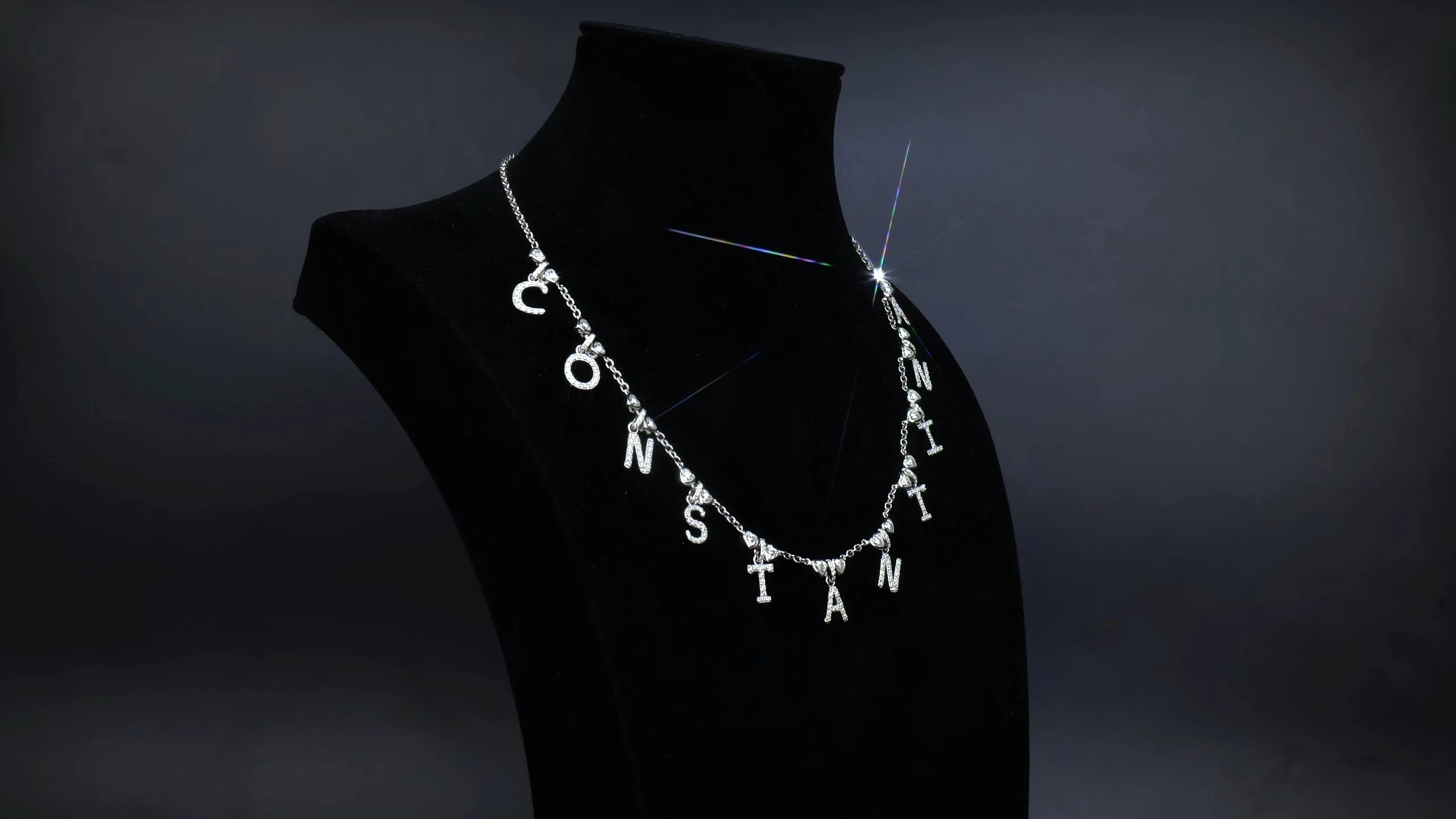 Moissanite Multi Letter Pendant Namenecklace for Women, 925 Sterling Silver 1