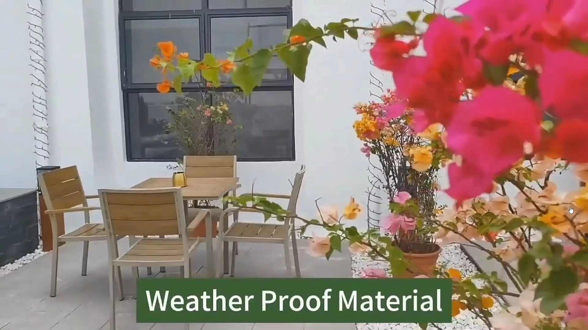 Outdoor Garden Dining Furniture Aluminum Frame and Teak Board Armchair Balcony Pool Side Dining Table and Chairs Set-1758899179046568 1