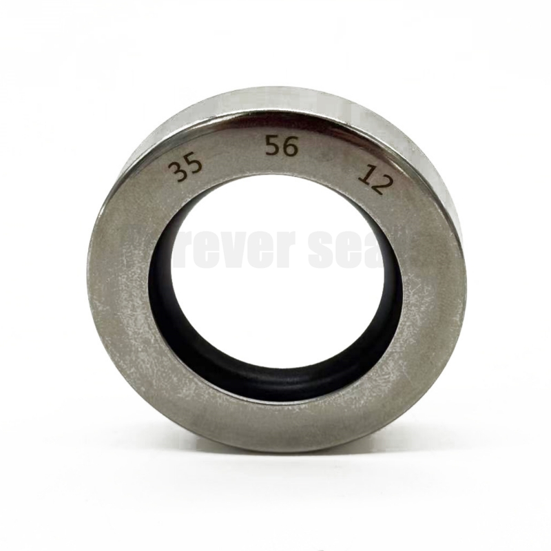 Sello de aceite de acero inoxidable con labio relleno de fibra de carbono de PTFE 12