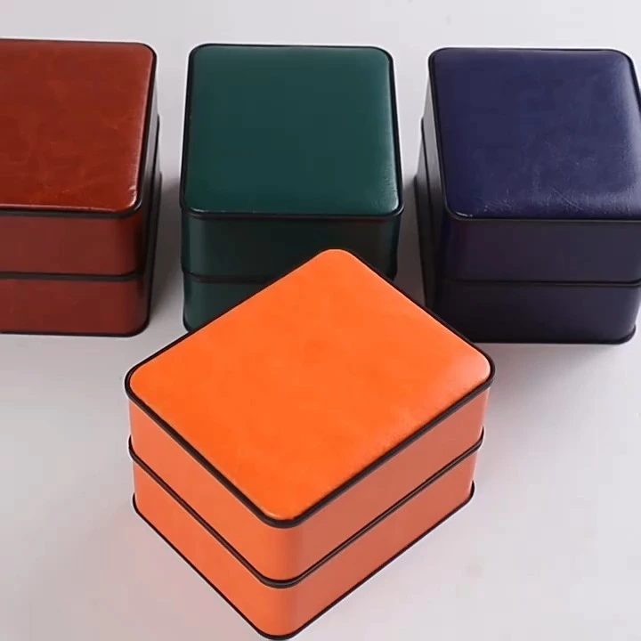 Creative Rounded-Corner Black-Edged Watch Box PU Full-Leather Flip-Top Watch Gift Set 1