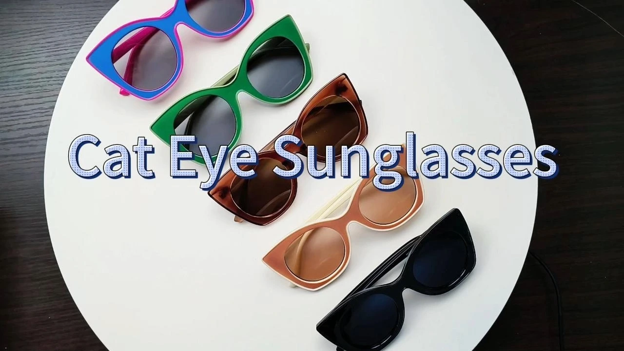 S27080 Vintage Colorful Cat Eye Sunglasses Women - Stylish Retro UV400 Protection Eyewear, Chic Trendy Frame, Fashionable Shades for Summer Beach 1