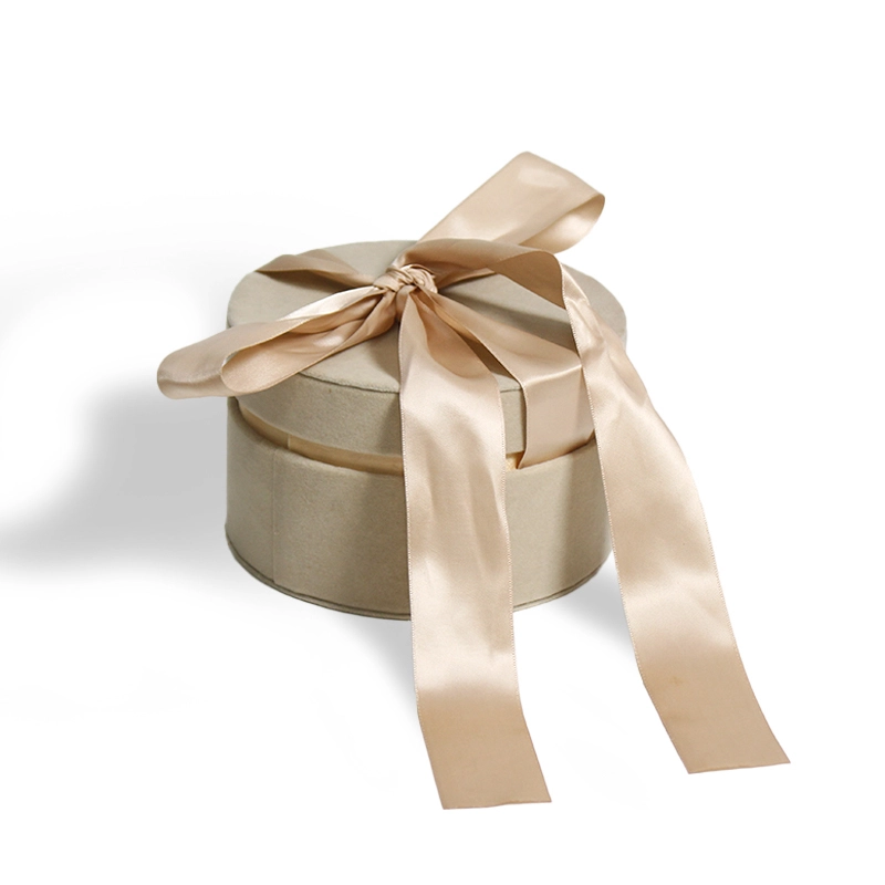 CF Round Cardboard Rose Packaging Box Ready-Made Wedding Gift Box with Luxury Velvet and Embossed Printing Lid 1