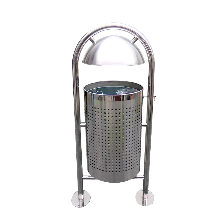 Street Furniture Standing Garbage Litter Can for Kitchen Round Metal Dustbin Outdoor Big Stainless Steel Waste Bin 1