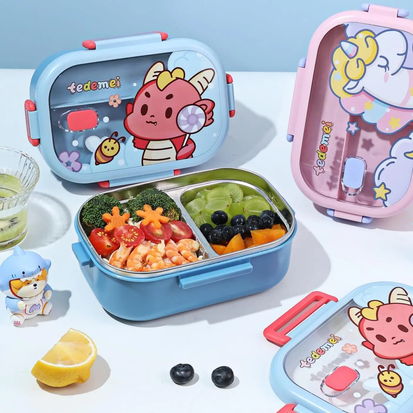 Hongxing Food Storage Containers, Double Compartment Cartoon Stainless Steel Lunch Box 1
