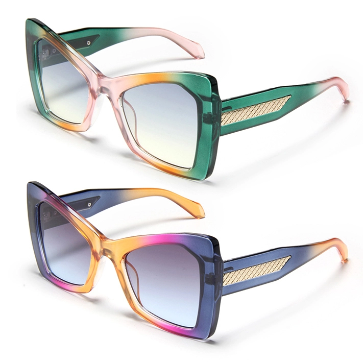S27084 Gafas de sol de ojo de gato extragrandes con detalle metálico - Elegantes gafas retro con protección UV400, múltiples opciones de colores y estampados, tonos de moda para mujer 1