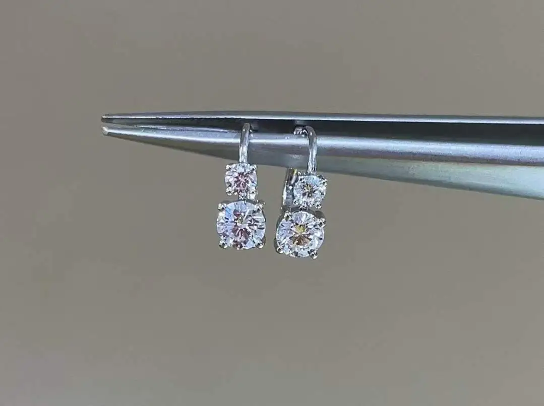 18k White Gold Double Diamond Earrings 1ct D VVS - Classic Jewelry 1