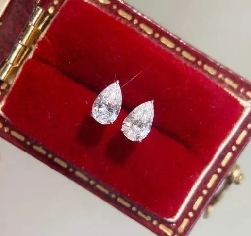 14K Yellow Gold Pear Shaped Lab Diamond Stud Earrings Custom-made earrings 1