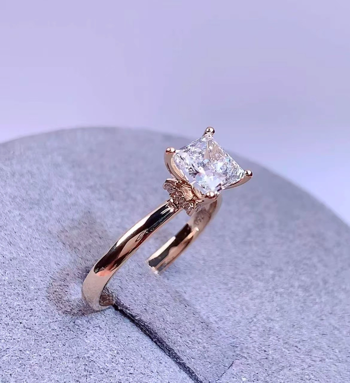 18K Yellow Gold 1.09ct Princess Cut Lab Diamond Ring VVS D 1