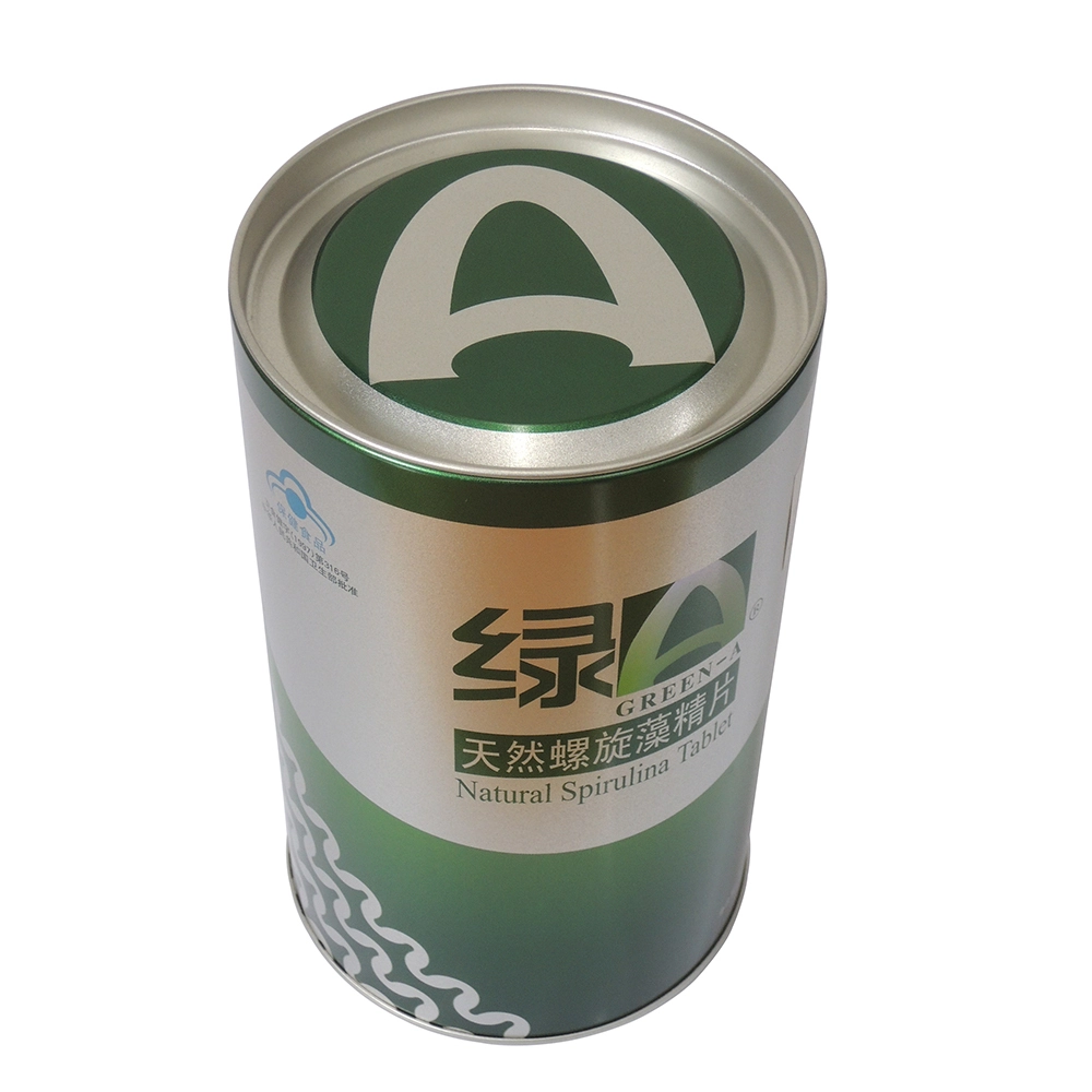 Spirulina Tablet Tin Can Health Care Packaging Metal Factory large size Round shape 1