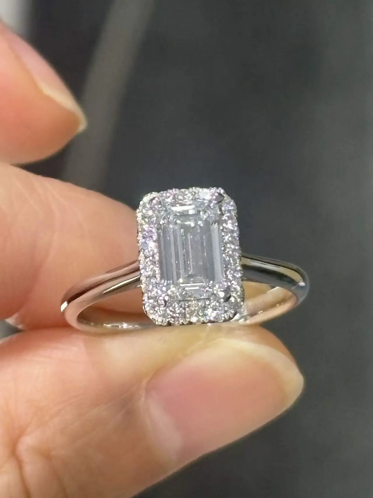 14K White Gold 1.025ct Emerald Cut Lab Diamond Bezel Solitaire Ring 1