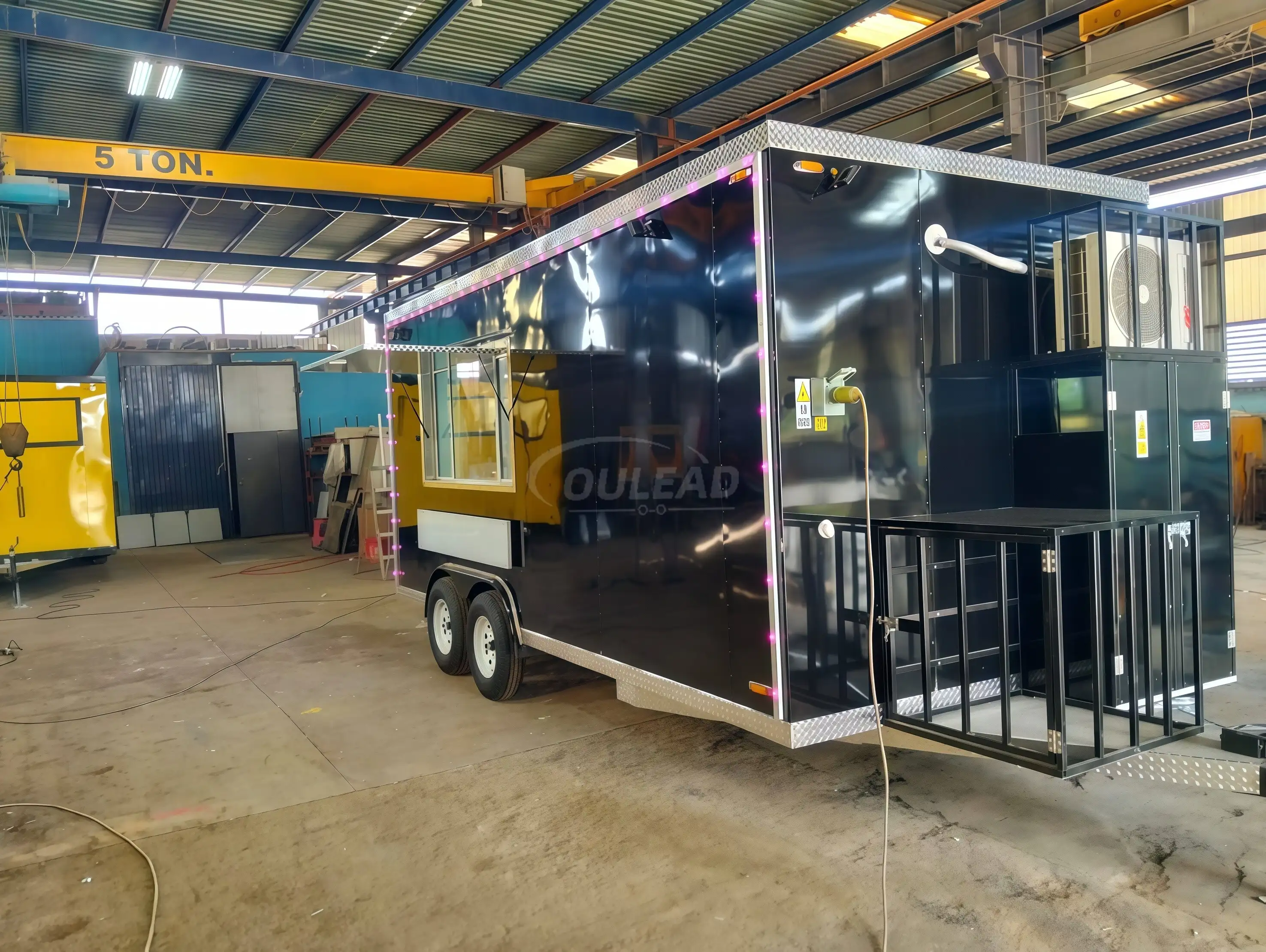 Glossy Black Food Trailer with LED Accents and Multi - Functional Design 1