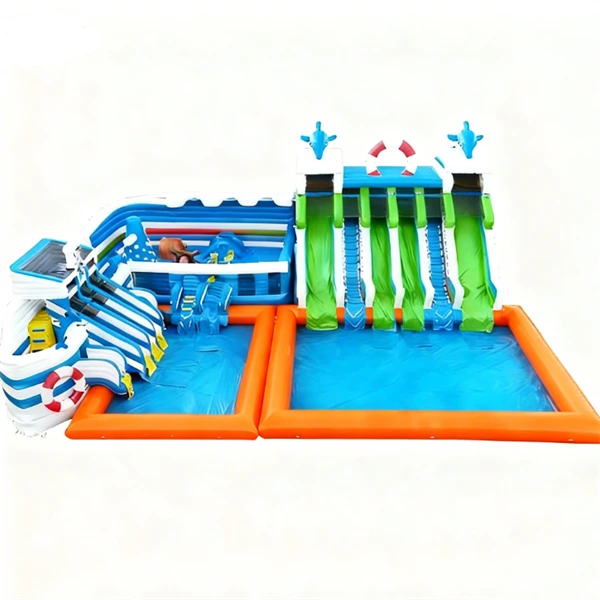 Toboggan aquatique gonflable avec piscine pour adultes et enfants 1