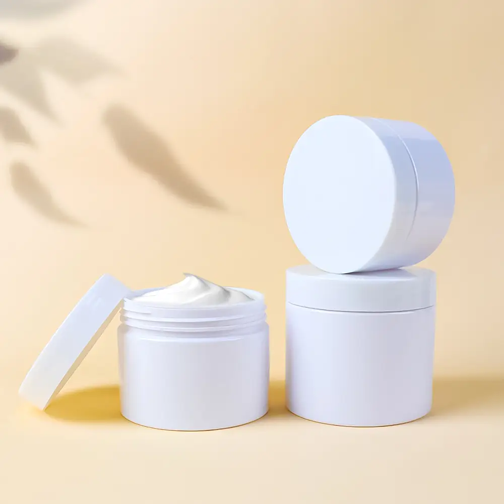 Frasco plástico branco de boca larga com pinça, adequado para cremes e pomadas, etc. 1