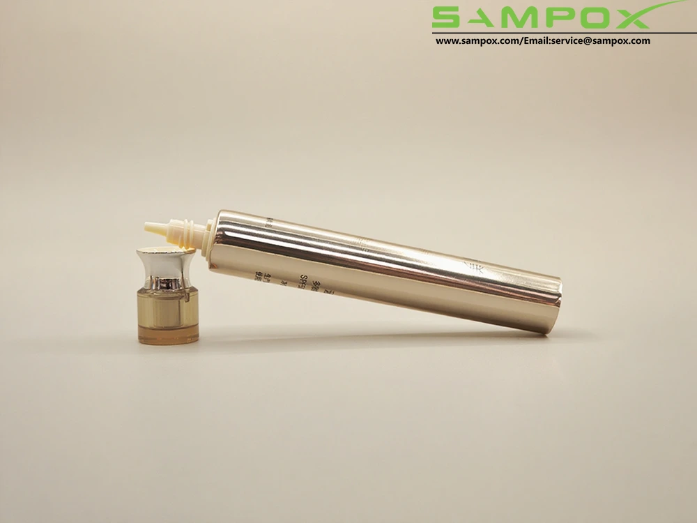 Gold Aluminum Plastic Sunscreen Tube With Acrylic Tip Cap D22mm 1